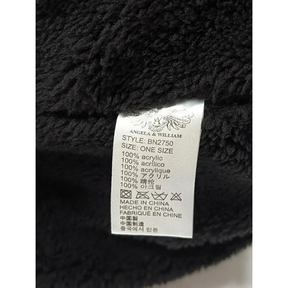 Angela & William Women's Beanie with Sherpa Lining Black O/S (MSRP $44)